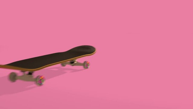 rolling skateboard animation 3D render