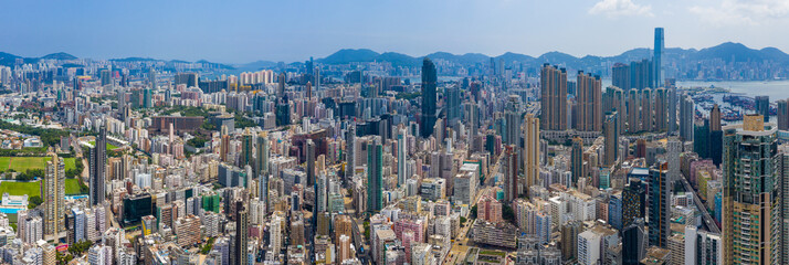 Aerial city view of Hong Kong city