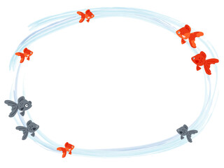 金魚のイラストのフレーム