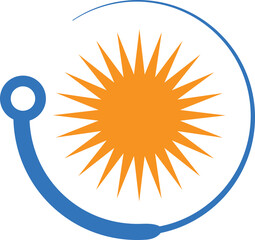 sun acupuncture. acupuncture health medical logo concept	