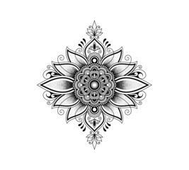 Vintage ornamental mandala, black and white