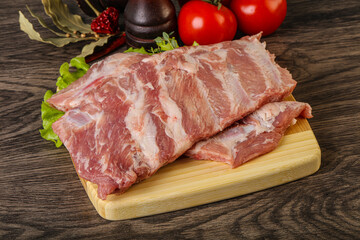Raw pork ribs for cooking