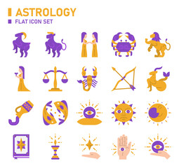 Astrology flat icon set. Zodiac icon set.