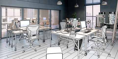 Architecture Office in Design (concept) - 3D Visualization