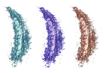 Crushed eyeshadows on white background