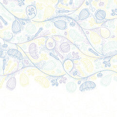 Simple abstract floral pattern in linear style. Great for printing, posters, flyers, packaging, invitations, postcards, textile designs and other accessories.
