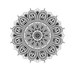 Black and white mandala, vintage floral
