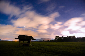 Abstract background of celestial stars, blurred wallpaper of the Milky Way at night, is a natural beauty. Seen during the time of the season