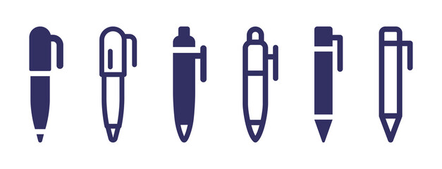 Simple pen icon set isolated on white background. Ball pen icon collection.