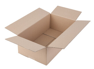 Corrugated cardboard box, object isolated on a white background.