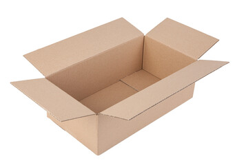Corrugated cardboard box, object isolated on a white background.