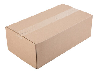 Corrugated cardboard box, object isolated on a white background.