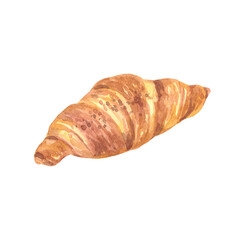 Watercolor french croissant. Sweet pastries. High quality photo