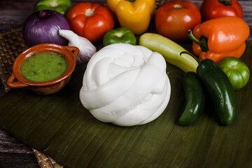 Mexican Oaxaca cheese with fresh ingredients in Mexico Latin America	