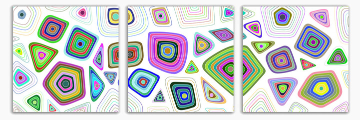 Brochure flyer design, vector background. Square format. Multicolor abstract shapes.