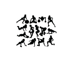 Fitness and Gym Activity Silhouettes, art vector design