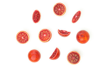 Concept of citrus with red orange isolated on white background