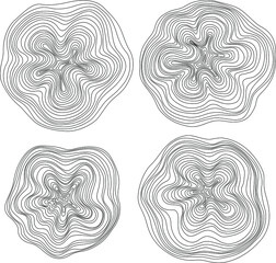 Abstract tree rings. Vector topographic map concept. Seamless background. Thin black lines on white