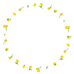 黄色バラの丸い飾り枠
