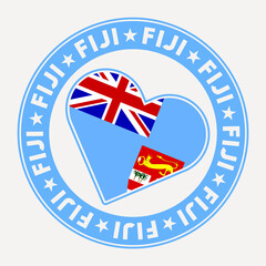 Fiji heart flag badge. From Fiji with love logo. Support the country flag stamp. Vector illustration.