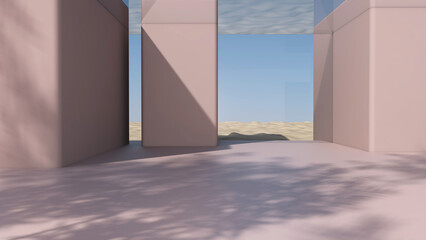 Empty room with Wall Background. 3D illustration, 3D rendering	
