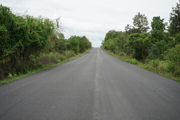 The blur of the asphalt road