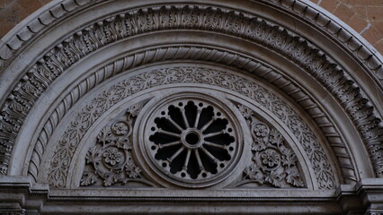 Imposing medieval gothic entrance in Italy