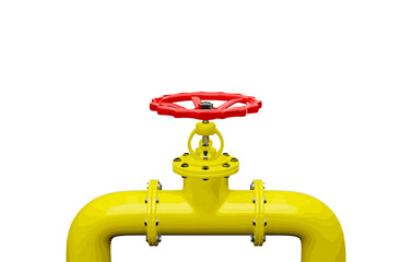 Gas pipeline with valve isolated on a white background with copy space for your text.Realistic vector illustration for industrial.