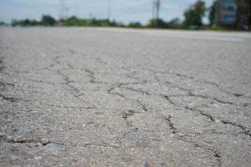 Obraz premium Damaged roads are dangerous for road users.