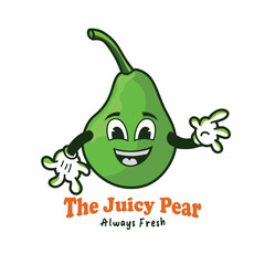 Pear vector illustration in cartoon style, perfect for fruit store logo and sticker design