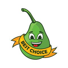 Pear vector illustration in cartoon style, perfect for fruit store logo and sticker design