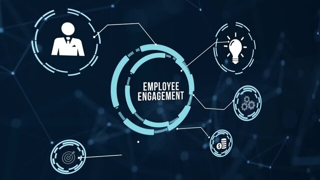 Internet, business, Technology and network concept. Employee engagement. Virtual button.