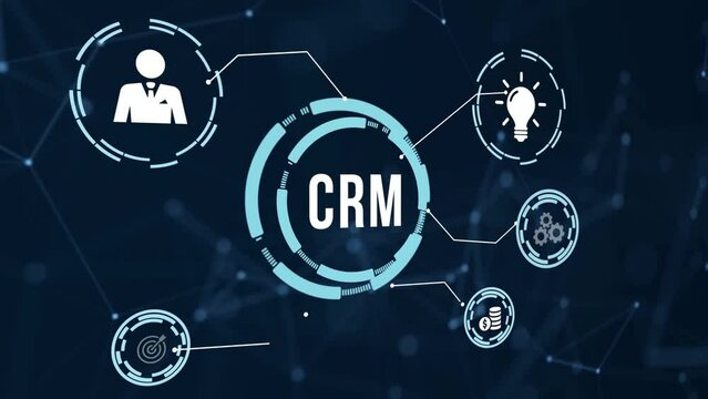 Internet, business, Technology and network concept.CRM Customer Relationship Management. Virtual button.