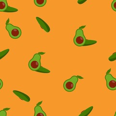 avocado seamless pattern in orange color-2