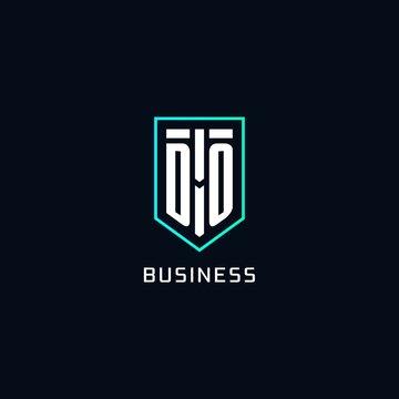 Monogram DO logo shield shape geometric style, simple creative initial logo design