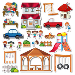 Sticker pack of playground objects