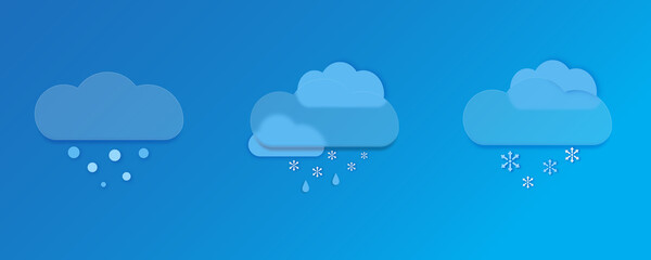 Obraz premium Weather forecast icons. Snow set. Glassmorphism