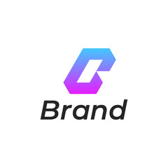 Obraz premium Initial Letter B blue and purple gradient color line art outline Logo. 