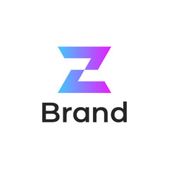 Initial Letter Z blue and purple gradient color line art outline Logo.
