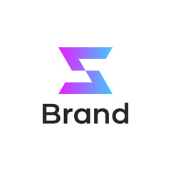 Initial Letter S blue and purple gradient color line art outline Logo.
