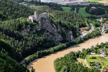 Fototapeta na wymiar Old ruins of historic Stracno castle in Slovakia