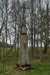 Wayside cross in Bohemian Forest near Depoltice,Klatovy district,Plzen region,West Bohemia,Czech Republic,Europe,Central Europe
