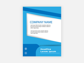 Blue brochure layout. Book cover, vector graphics.