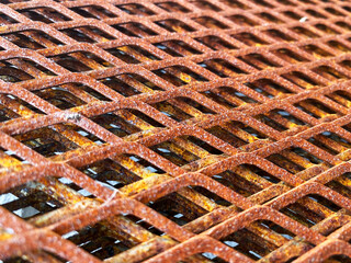Rusty or old wire mesh grates