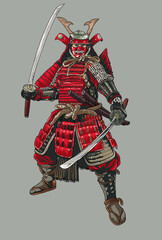 drawing shogun samuraya, martial art legend, art.illustration, vector