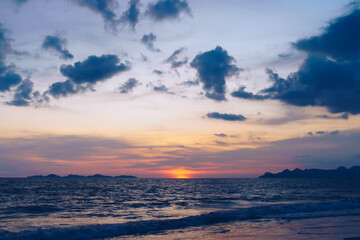 Tropical nature clean beach sunset sky time with sun light.