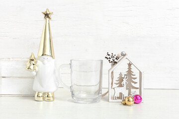 Christmas glass mug mockup
