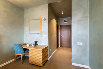 Interior of a hotel room, work area
