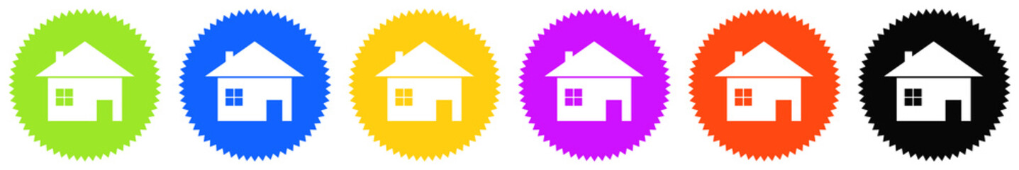 Bunter Banner mit 6 Buttons: Haus oder Immobilien