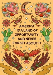 Beautiful retro-old A4 banner for printing, web elements. In the style of the wild West